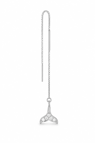 گوشواره نقره زنانه بخیه ای طرح دم وال کد VIPMAX-E015